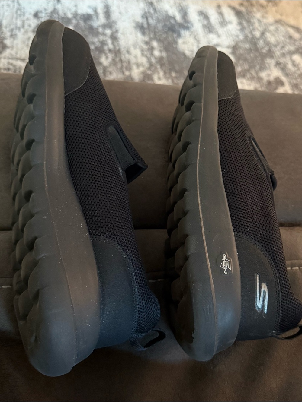 Skechers Black Slip-On Mesh Loafers - Picture 2 of 5